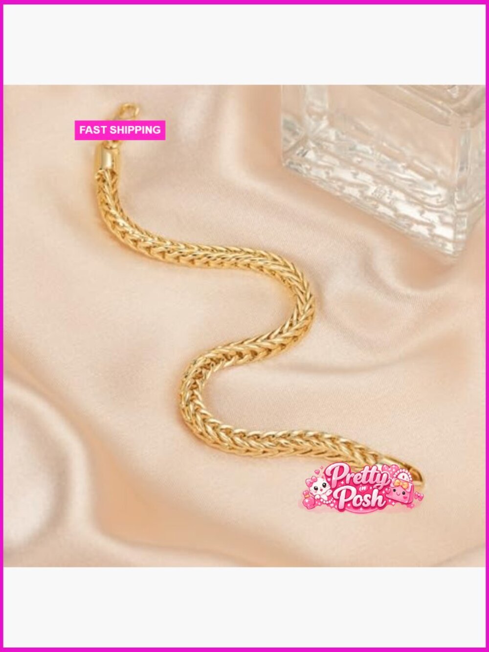 14k Gold Plated Foxtail Chain Bracelet Non Tarnish Stackable Lobster Clasp - Picture 3 of 7